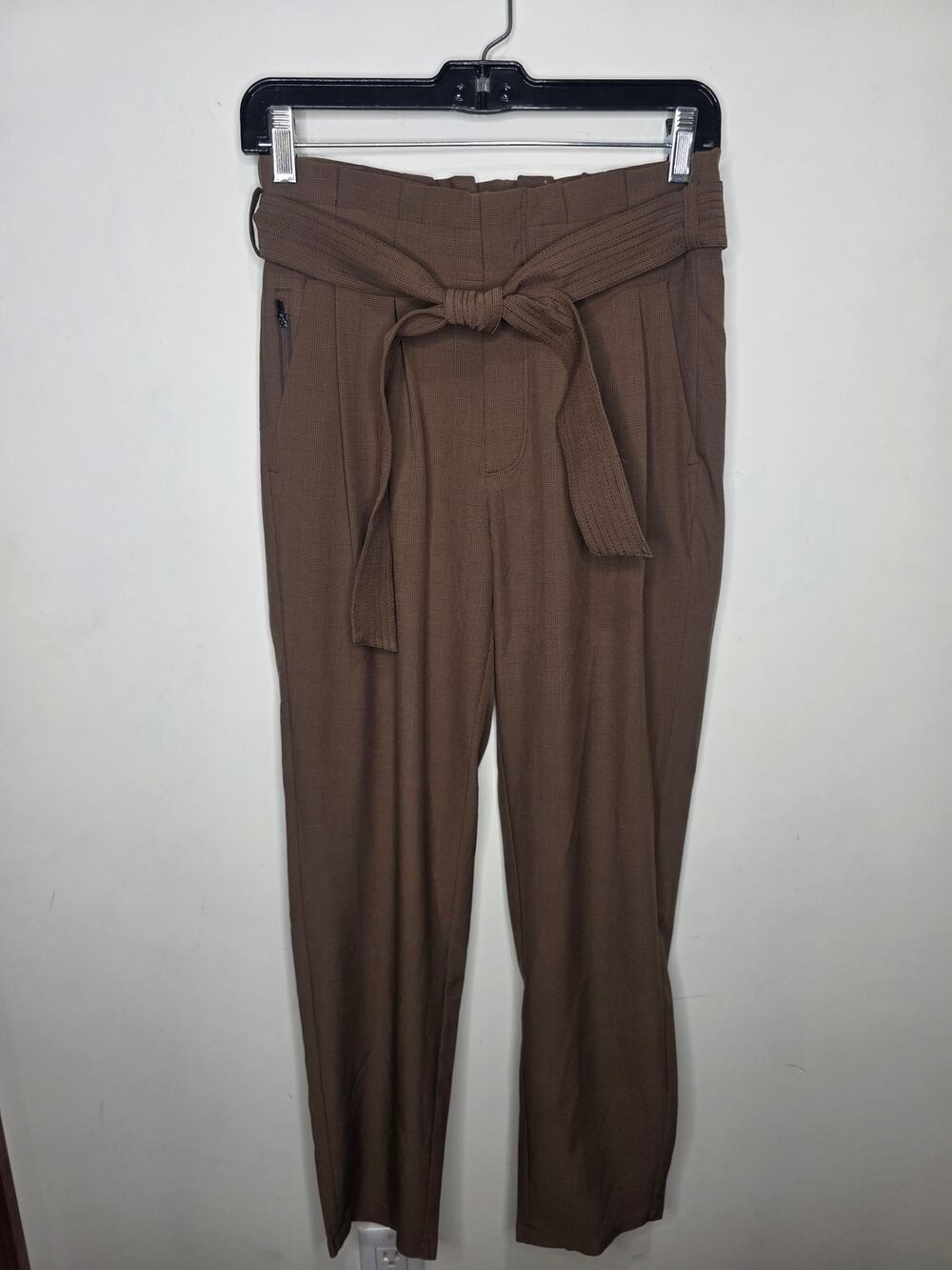 Athleta brown houndstooth plaid skyline II belted dress casual pants - 0